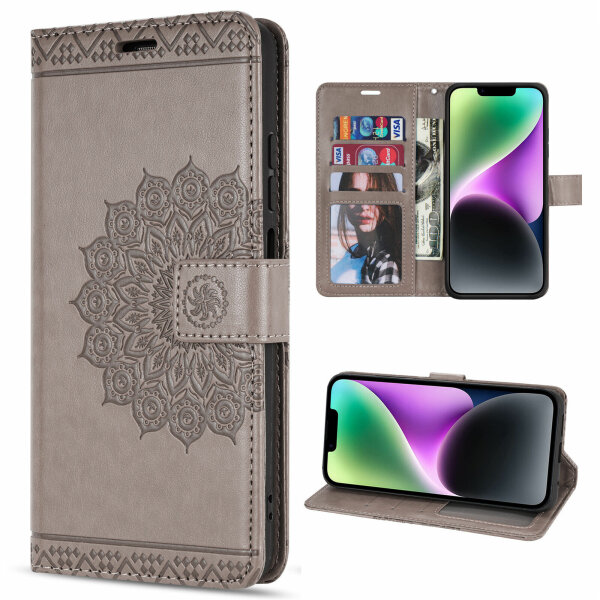 Handyhülle für Apple iPhone 14 Plus – Mandala Case Grau