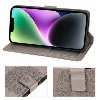 Handyhülle für Apple iPhone 14 Plus – Mandala Case Grau