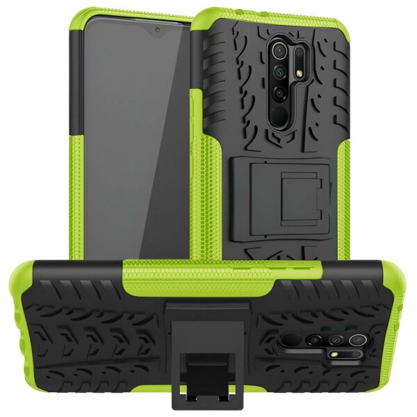 Schutz Hülle Xiaomi Handy Tasche Case Cover Silikon Schale Outdoor Handyhülle BF Xiaomi Redmi 9 Grün