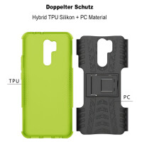 Schutz Hülle Xiaomi Handy Tasche Case Cover Silikon Schale Outdoor Handyhülle BF Xiaomi Redmi 9 Grün