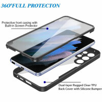Handyhülle für Samsung Galaxy S21 Ultra – 360° Panzer Case mit Displayschutz Schwarz