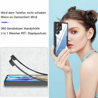 Handyhülle für Samsung Galaxy S21 Ultra – 360° Panzer Case mit Displayschutz Schwarz