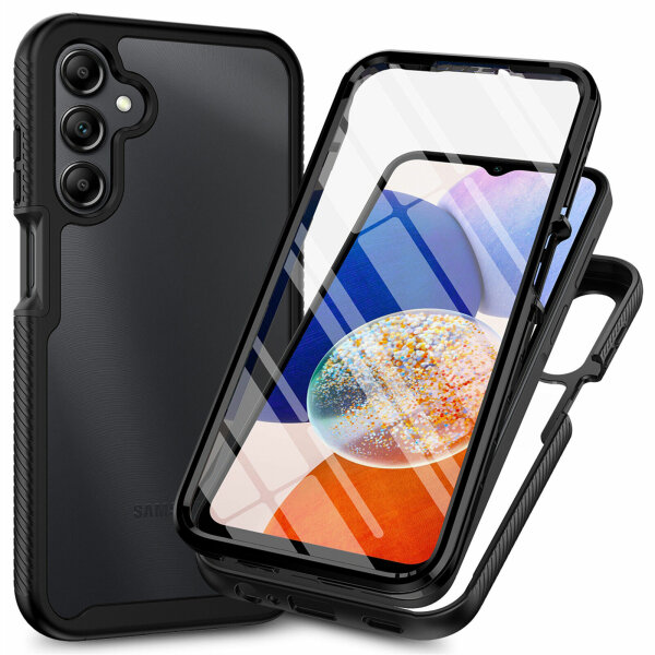 Handyhülle für Samsung Galaxy A25 5G – 360° Bumper Case mit Displayschutz Schwarz