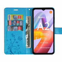 Hülle Xiaomi Redmi A2, Handy Tasche Handyhülle Flip Wallet Case Klapphülle Etui Blau