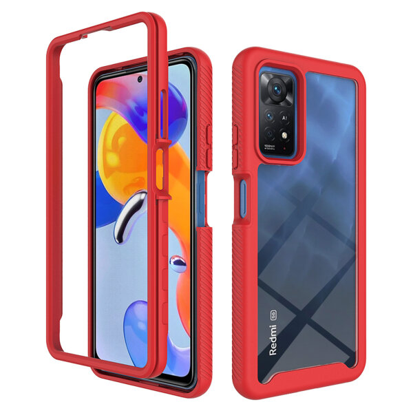 Hülle für Xiaomi Redmi Note 11 Pro 5G / 12 Pro 4G Handyhülle Cover 2-teilig Case Rot
