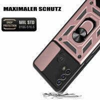 Outdoor Panzer Hülle Motorola Moto E20 E30 E40 Handyhülle Kameraschutz Ringhalte Rosegold