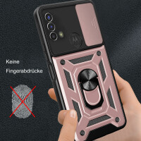 Outdoor Panzer Hülle Motorola Moto E20 E30 E40 Handyhülle Kameraschutz Ringhalte Rosegold