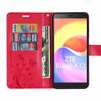 Handy Tasche ZTE Blade A32 Hülle Klapphülle Handyhülle Flip Cover Wallet Case Rot
