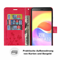 Handy Tasche ZTE Blade A32 Hülle Klapphülle Handyhülle Flip Cover Wallet Case Rot