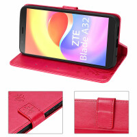 Handy Tasche ZTE Blade A32 Hülle Klapphülle Handyhülle Flip Cover Wallet Case Rot