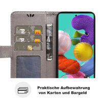 Handy Tasche für Samsung Galaxy A51 SM-A515 Hülle Case Buchhülle Klapphülle TPU Mandala Grau