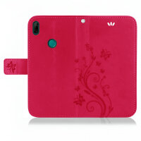 Huawei Handy Tasche Handyhülle Schutz Hülle Blumen Flip Cover Buch Case Etui Huawei P Smart Z Pink