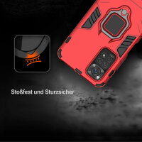 Hülle für Xiaomi Redmi Note 11 / 11S, Schutzhülle Ring Case Silikon Cover Bumper Rot