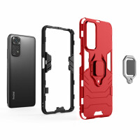 Hülle für Xiaomi Redmi Note 11 / 11S, Schutzhülle Ring Case Silikon Cover Bumper Rot