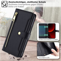 Handykette Xiaomi Hülle mit Band Handyhülle Kartenfächer PU Leder Umhängetasche 13T / 13T Pro Schwarz