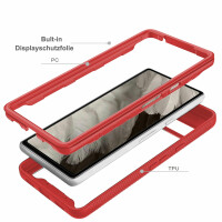 Google Pixel 7A Handyhülle 2-teilig 360° Grad Hülle mit Displayschutz Glas 9H Rot