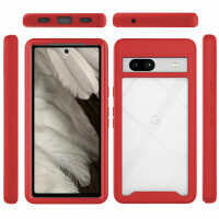 Google Pixel 7A Handyhülle 2-teilig 360° Grad Hülle mit Displayschutz Glas 9H Rot