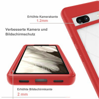 Google Pixel 7A Handyhülle 2-teilig 360° Grad Hülle mit Displayschutz Glas 9H Rot
