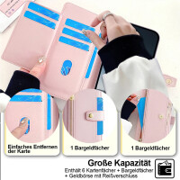 Handykette Motorola Hülle mit Band Handyhülle Kartenfächer Leder Umhängetasche Moto G54 Rosa
