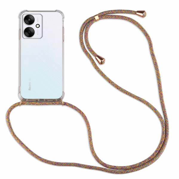 Handykette Xiaomi Redmi 13C / Poco C65 Handyhülle mit Band Hülle mit Kordel Rainbow