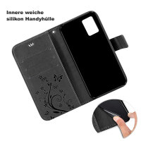 Handy Tasche für Samsung Galaxy A51 SM-A515 Hülle Case Buchhülle Klapphülle TPU Blume Schwarz