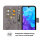 Huawei Handy Tasche Handyhülle Schutz Hülle Blumen Flip Cover Buch Case Etui Huawei Y5 2019 Grau