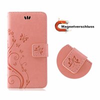 Huawei Handy Tasche Handyhülle Schutz Hülle Blumen Flip Cover Buch Case Etui Huawei Nova 5T Rosegold