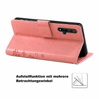 Huawei Handy Tasche Handyhülle Schutz Hülle Blumen Flip Cover Buch Case Etui Huawei Nova 5T Rosegold