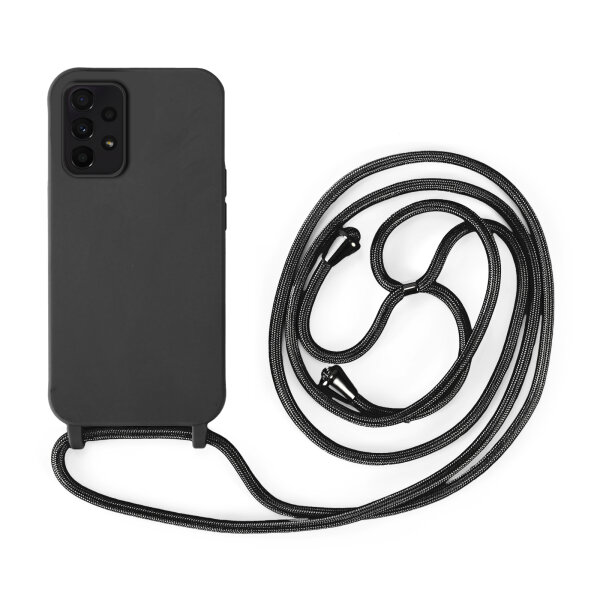 Handykette für Samsung Hanyhülle mit Band Hülle mit Kodel Smartphone Halskette Galaxy A23 Schwarz