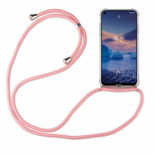 Handy Hülle mit Band Schutzhülle Handykette Seil Silikon Handy Tasche mit Schnur Nokia 5.4 Rosa