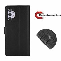 Handy Tasche für Samsung Galaxy Cover Case Buch Klapp Schutz Hülle Etui Wallet Samsung Galaxy A32 4G SM-A325F Schwarz