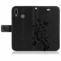 Huawei P-Smart 2019 Handy Tasche Handyhülle Wallet Schutz Hülle Blumen Cover Neu