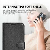 Handyhülle für Apple iPhone 14 Pro Max - Klapphülle PU-Leder Schwarz