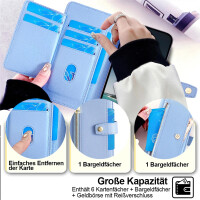Handykette Motorola Hülle mit Band Handyhülle Kartenfächer Leder Umhängetasche Moto G84 Hellblau