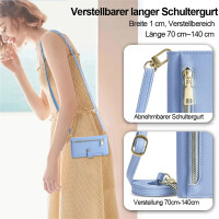 Handykette Motorola Hülle mit Band Handyhülle Kartenfächer Leder Umhängetasche Moto G84 Hellblau