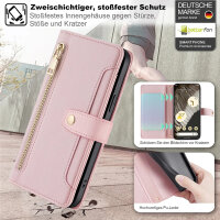Handykette Google Hülle mit Band Handyhülle Kartenfächer PU Leder Umhängetasche Pixel 7 Pro Rosa