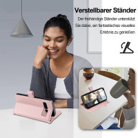 Handykette Google Hülle mit Band Handyhülle Kartenfächer PU Leder Umhängetasche Pixel 7 Pro Rosa