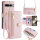 Handykette Google Hülle mit Band Handyhülle Kartenfächer PU Leder Umhängetasche Pixel 7 Pro Rosa