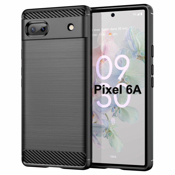 Google Pixel 6A Carbon Hülle Outdoor Case Back Cover Handy Tasche Handyhülle