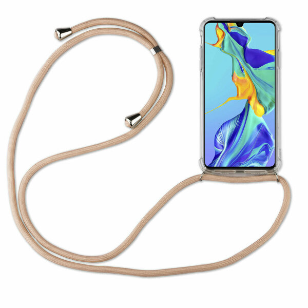 Handy Hülle mit Band Schutzhülle Handykette Seil Silikon Handy Tasche mit Schnur Huawei P8 Lite 2017 Beige / Braun