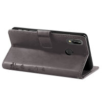 Huawei Handy Tasche Handyhülle Schutz Hülle Blumen Flip Cover Buch Case Etui Huawei P20 Lite Grau