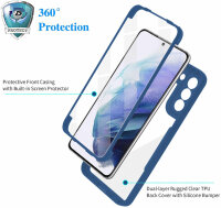 360°Grad Hülle für Samsung Galaxy S21+ Handyhülle mit Integriertem Displayschutz Blau