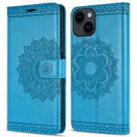 betterfon Mandala Case für Apple iPhone 14 Hülle Handyhülle PU Leder Wallet Case Blau