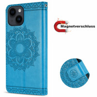 betterfon Mandala Case für Apple iPhone 14 Hülle Handyhülle PU Leder Wallet Case Blau