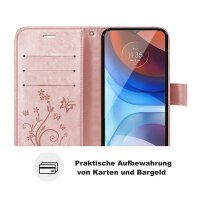 Handyhülle für ZTE Blade A71 – Klapphülle Blume Roségold