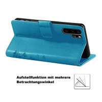 Huawei Handy Tasche Handyhülle Schutz Hülle Blumen Flip Cover Buch Case Etui Huawei P30 Pro Blau