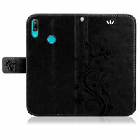 Huawei Y7 2019 Handy Tasche Handyhülle Wallet Schutz Hülle Blumen Cover Etui Neu