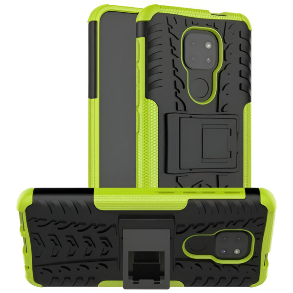 Handy Tasche Lenovo Motorola Panzer Hülle Hybrid Case Cover Schutzhülle Bumper Motorola Moto G9 Play Grün