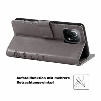Xiaomi Handy Tasche Handyhülle Schutz Hülle Blumen Flip Cover Wallet Case Etui Xiaomi Mi 11 5G Grau
