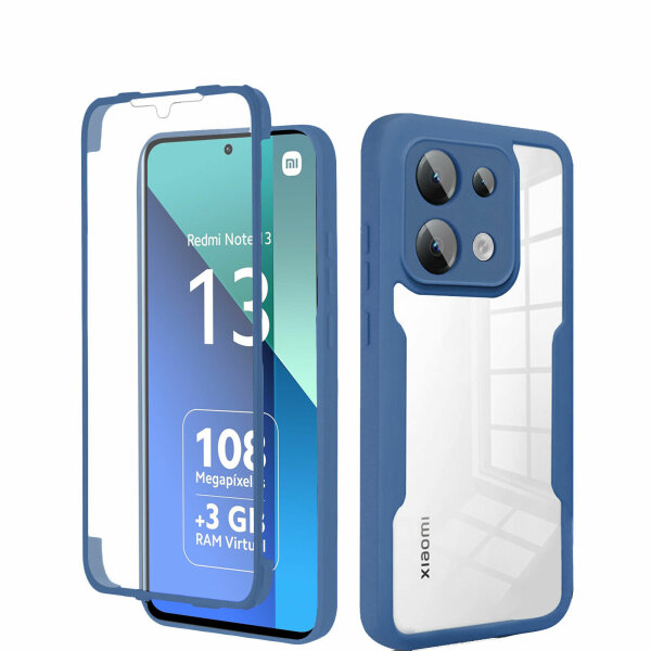 360° Grad Hülle Xiaomi Redmi Note 13 4G vollschutz Integriertem Displayschutz Blau